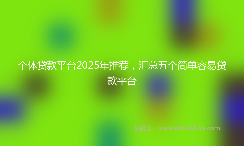 个体贷款平台2025年推荐，汇总五个简单容易贷款平台