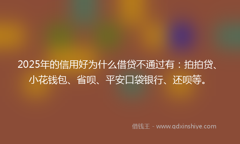 2025年的信用好为什么借贷不通过有：拍拍贷、小花钱包、省呗、平安口袋银行、还呗等。