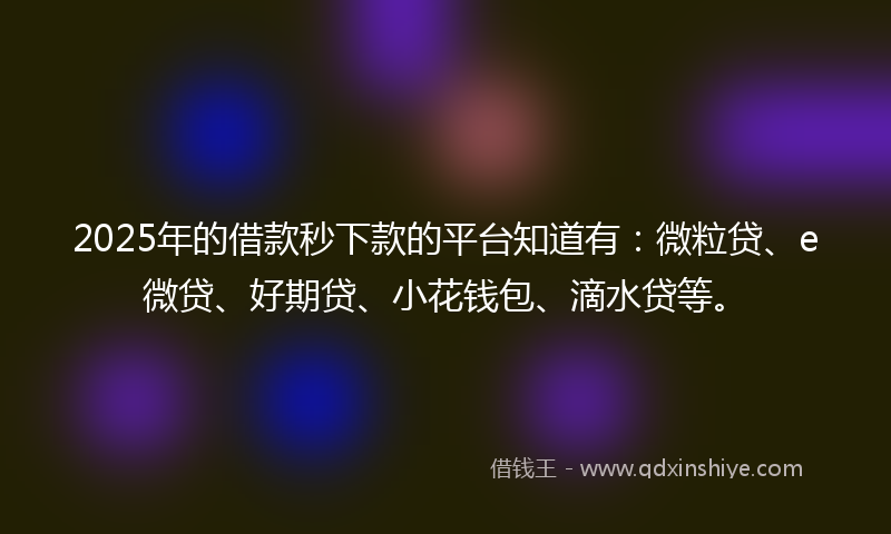 2025年的借款秒下款的平台知道有：微粒贷、e微贷、好期贷、小花钱包、滴水贷等。