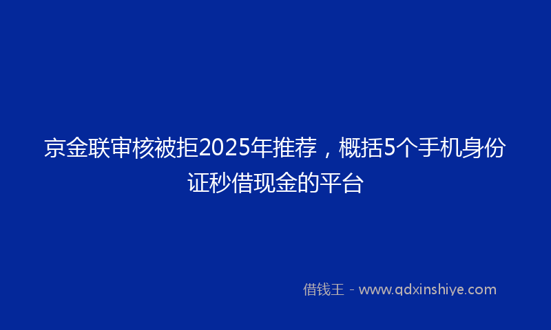 京金联审核被拒2025年推荐，概括5个手机身份证秒借现金的平台