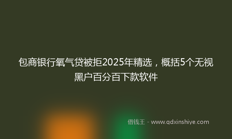 包商银行氧气贷被拒2025年精选，概括5个无视黑户百分百下款软件