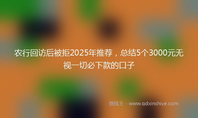 农行回访后被拒2025年推荐，总结5个3000元无视一切必下款的口子