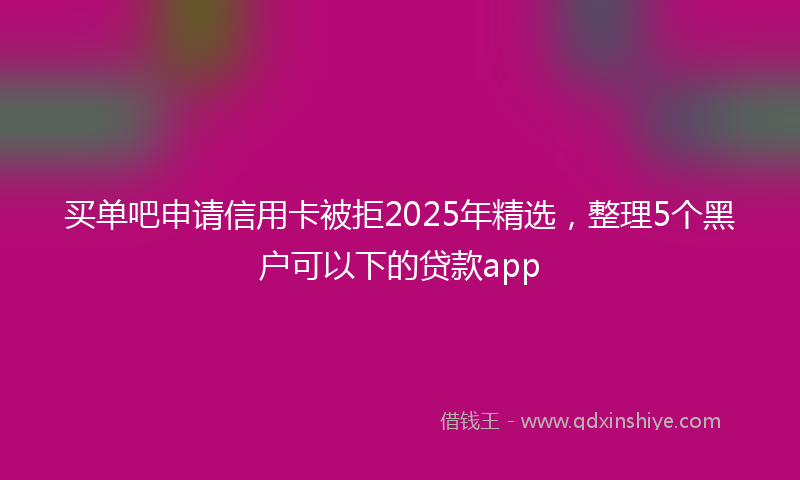 买单吧申请信用卡被拒2025年精选，整理5个黑户可以下的贷款app