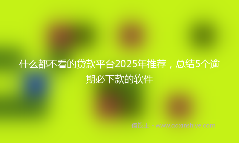 什么都不看的贷款平台2025年推荐，总结5个逾期必下款的软件