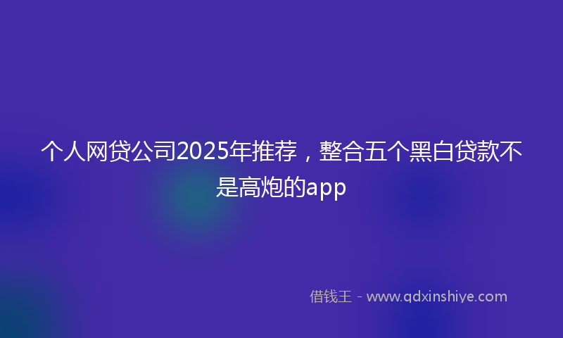 个人网贷公司2025年推荐，整合五个黑白贷款不是高炮的app