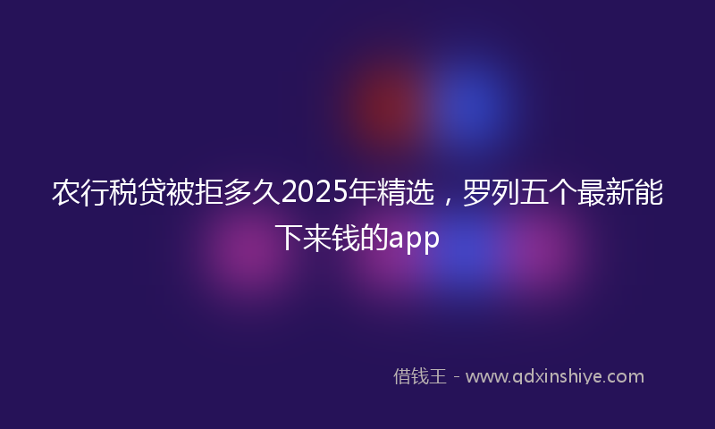 农行税贷被拒多久2025年精选，罗列五个最新能下来钱的app