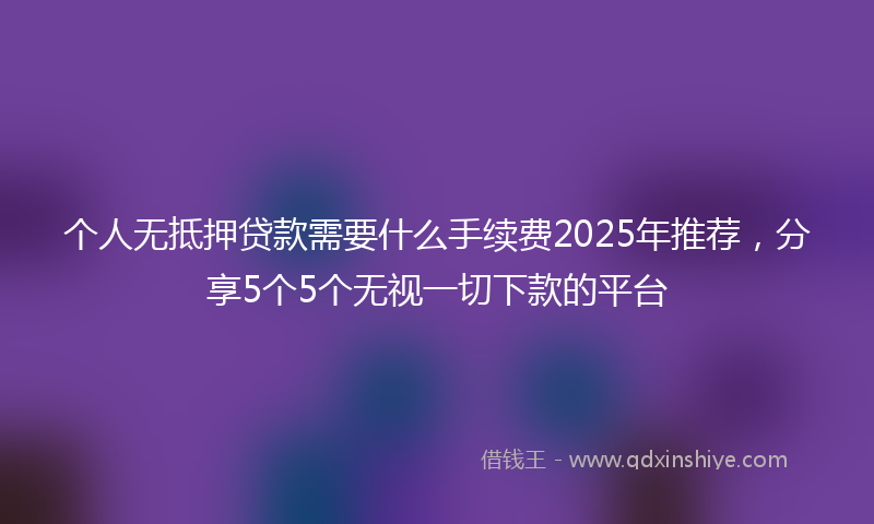 个人无抵押贷款需要什么手续费2025年推荐，分享5个5个无视一切下款的平台