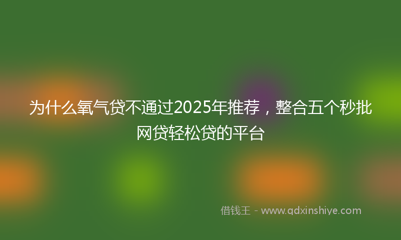 为什么氧气贷不通过2025年推荐，整合五个秒批网贷轻松贷的平台