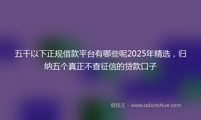 五千以下正规借款平台有哪些呢2025年精选，归纳五个真正不查征信的贷款口子