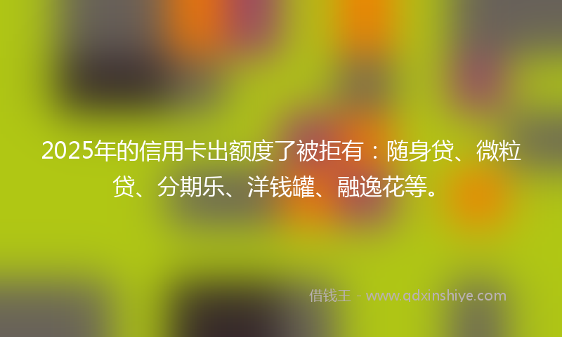 2025年的信用卡出额度了被拒有：随身贷、微粒贷、分期乐、洋钱罐、融逸花等。