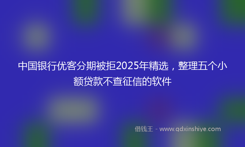 中国银行优客分期被拒2025年精选,整理五个小额贷款不查征信的软件