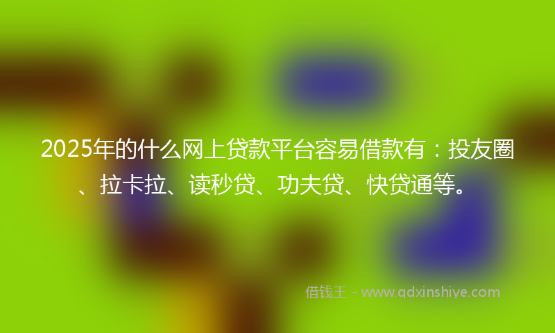 2025年的什么网上贷款平台容易借款有：投友圈、拉卡拉、读秒贷、功夫贷、快贷通等。
