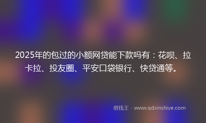 2025年的包过的小额网贷能下款吗有：花呗、拉卡拉、投友圈、平安口袋银行、快贷通等。