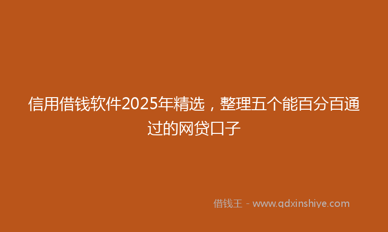 信用借钱软件2025年精选，整理五个能百分百通过的网贷口子