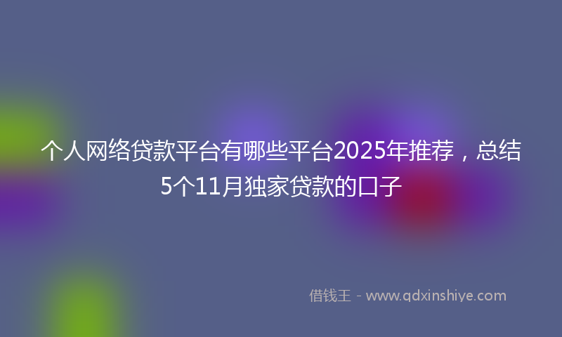 个人网络贷款平台有哪些平台2025年推荐，总结5个11月独家贷款的口子