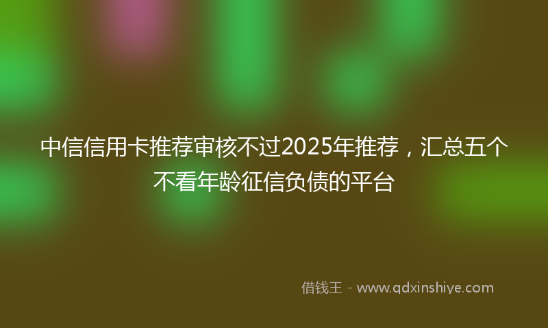 中信信用卡推荐审核不过2025年推荐，汇总五个不看年龄征信负债的平台