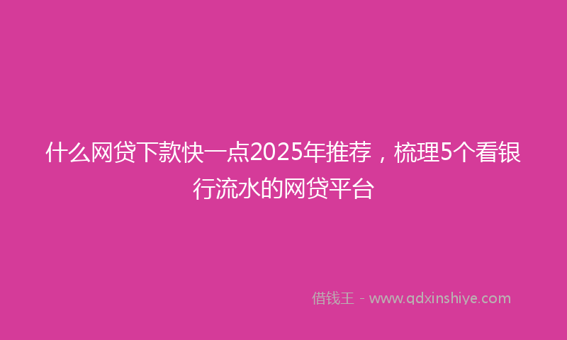 什么网贷下款快一点2025年推荐，梳理5个看银行流水的网贷平台