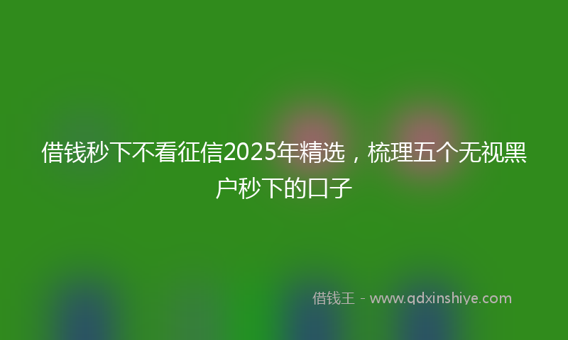 借钱秒下不看征信2025年精选，梳理五个无视黑户秒下的口子