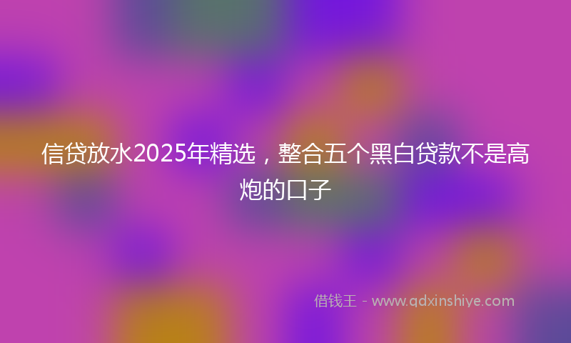 信贷放水2025年精选，整合五个黑白贷款不是高炮的口子