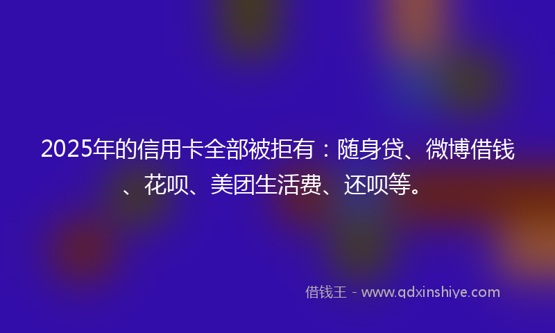 2025年的信用卡全部被拒有：随身贷、微博借钱、花呗、美团生活费、还呗等。