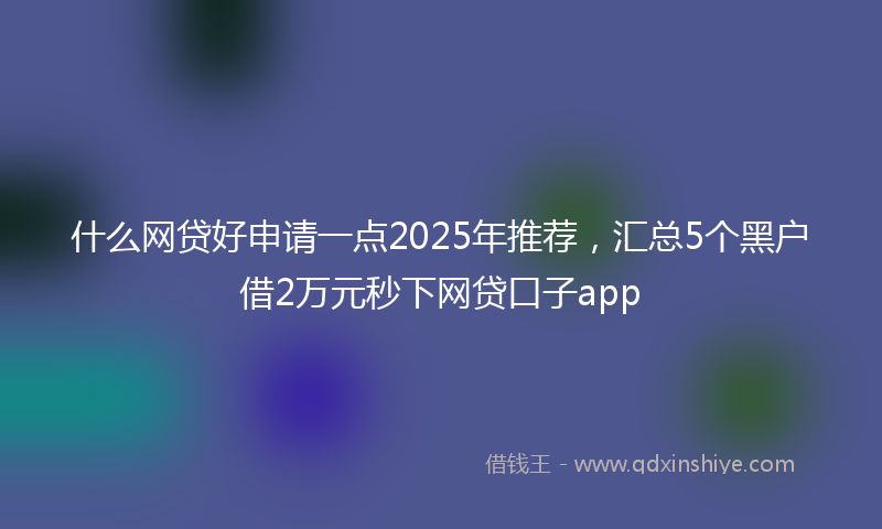 什么网贷好申请一点2025年推荐，汇总5个黑户借2万元秒下网贷口子app