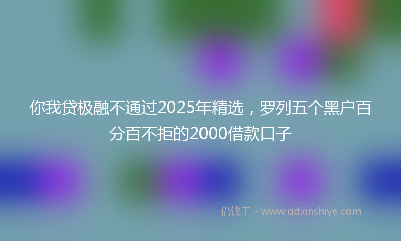 你我贷极融不通过2025年精选，罗列五个黑户百分百不拒的2000借款口子