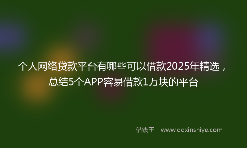 个人网络贷款平台有哪些可以借款2025年精选，总结5个APP容易借款1万块的平台