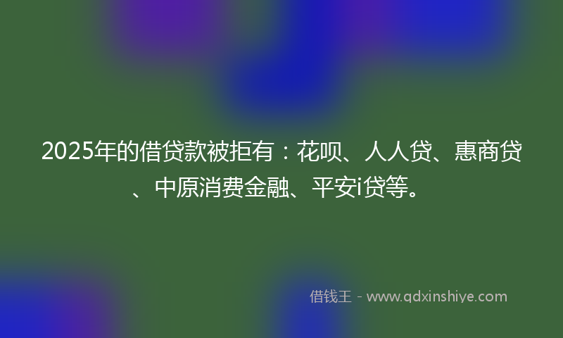2025年的借贷款被拒有：花呗、人人贷、惠商贷、中原消费金融、平安i贷等。