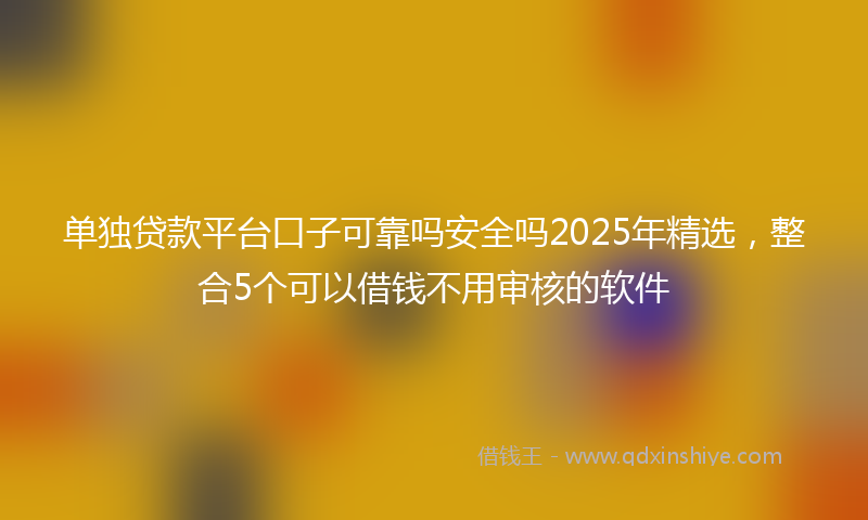 单独贷款平台口子可靠吗安全吗2025年精选，整合5个可以借钱不用审核的软件