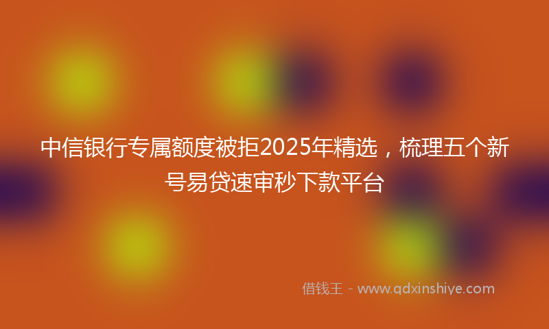 中信银行专属额度被拒2025年精选，梳理五个新号易贷速审秒下款平台