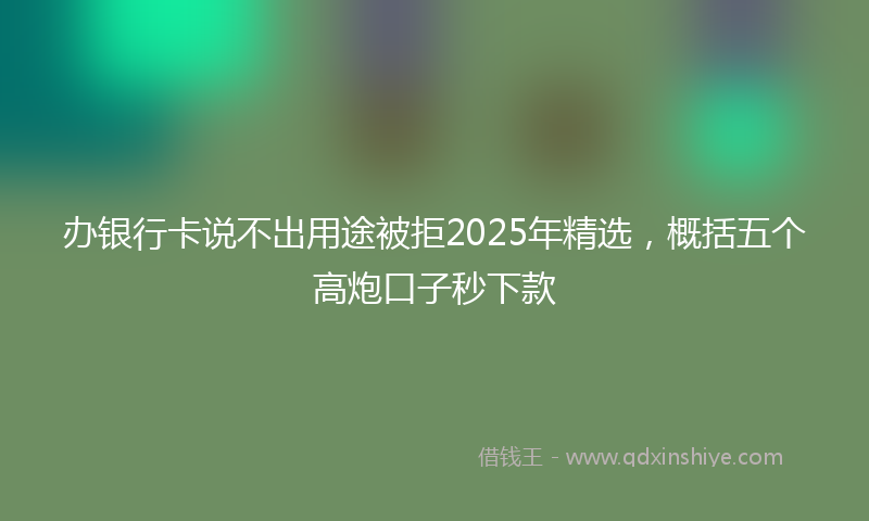 办银行卡说不出用途被拒2025年精选，概括五个高炮口子秒下款