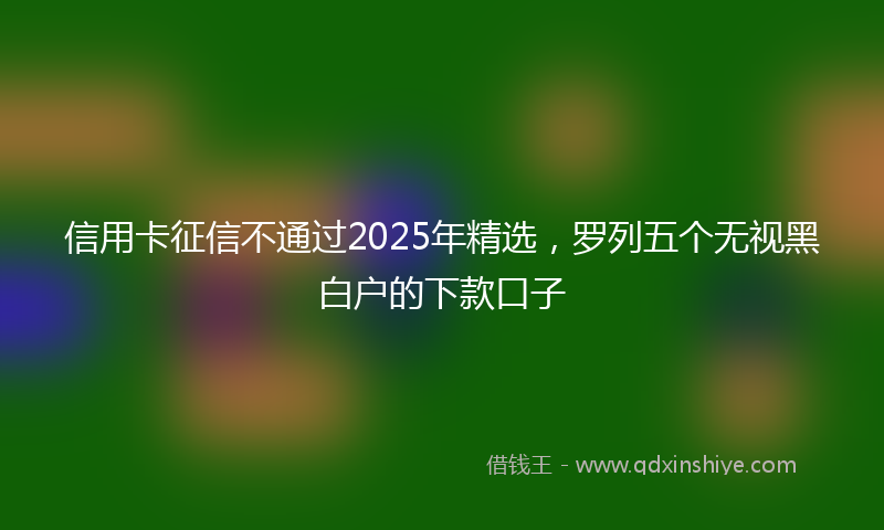 信用卡征信不通过2025年精选，罗列五个无视黑白户的下款口子