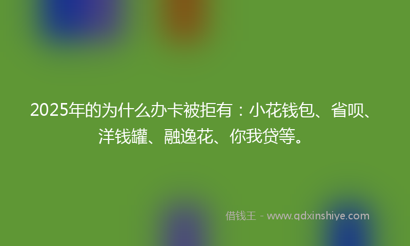 2025年的为什么办卡被拒有：小花钱包、省呗、洋钱罐、融逸花、你我贷等。