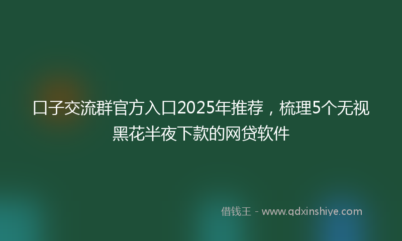 口子交流群官方入口2025年推荐，梳理5个无视黑花半夜下款的网贷软件