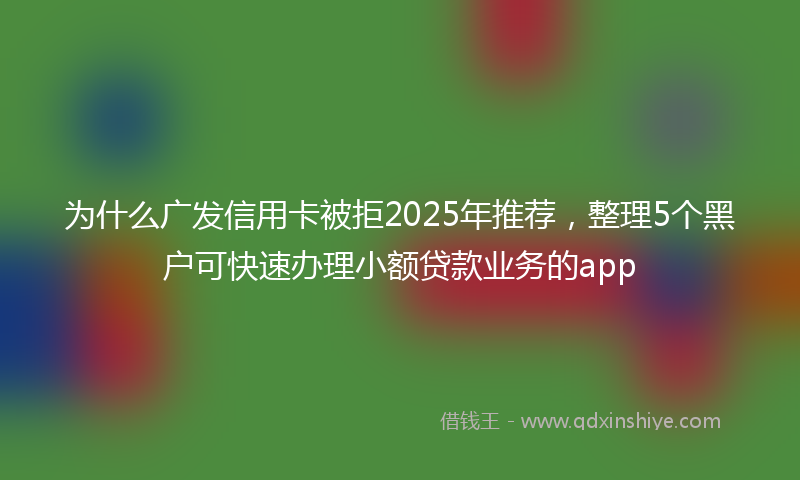为什么广发信用卡被拒2025年推荐，整理5个黑户可快速办理小额贷款业务的app