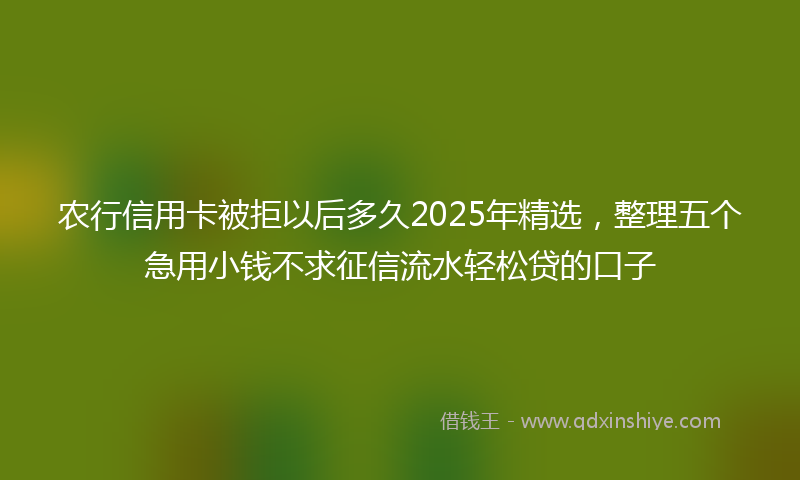 农行信用卡被拒以后多久2025年精选，整理五个急用小钱不求征信流水轻松贷的口子