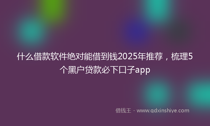 什么借款软件绝对能借到钱2025年推荐，梳理5个黑户贷款必下口子app