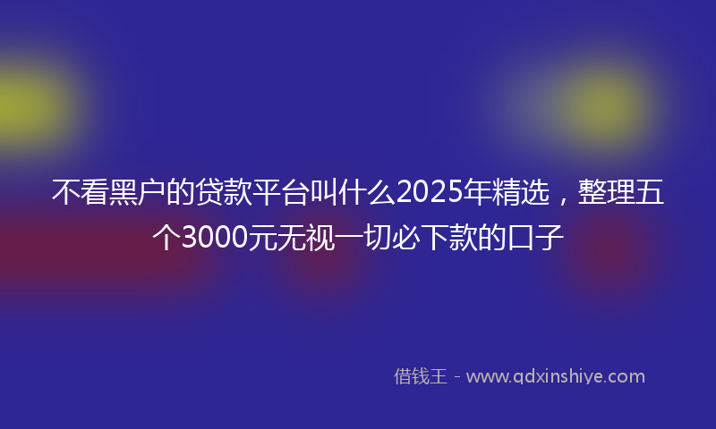 不看黑户的贷款平台叫什么2025年精选，整理五个3000元无视一切必下款的口子