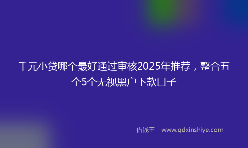 千元小贷哪个最好通过审核2025年推荐，整合五个5个无视黑户下款口子