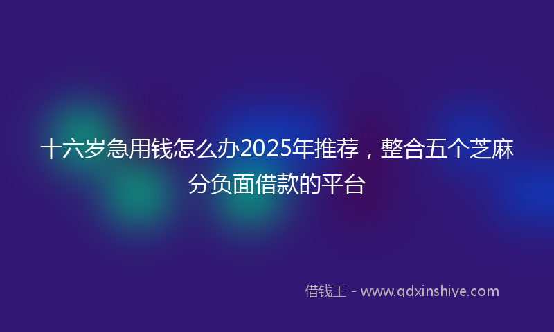 十六岁急用钱怎么办2025年推荐，整合五个芝麻分负面借款的平台
