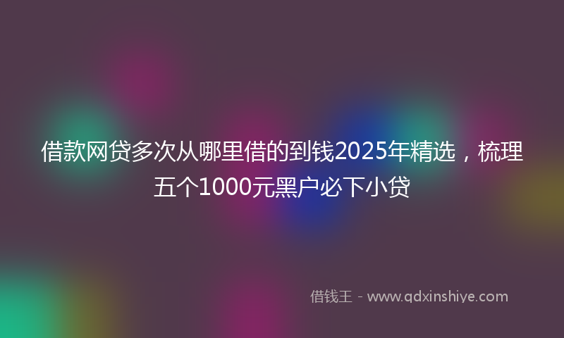 借款网贷多次从哪里借的到钱2025年精选，梳理五个1000元黑户必下小贷