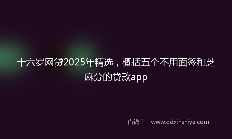 十六岁网贷2025年精选，概括五个不用面签和芝麻分的贷款app