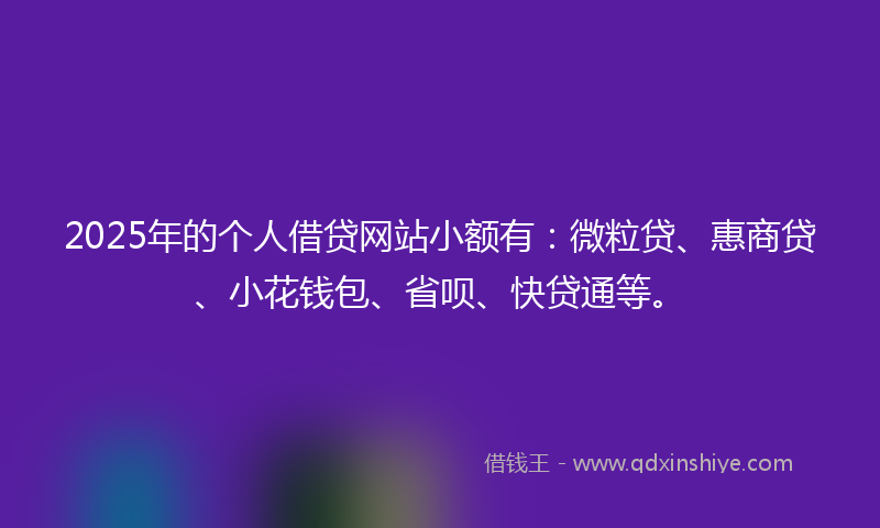 2025年的个人借贷网站小额有：微粒贷、惠商贷、小花钱包、省呗、快贷通等。