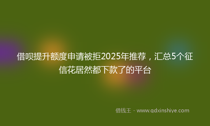 借呗提升额度申请被拒2025年推荐，汇总5个征信花居然都下款了的平台