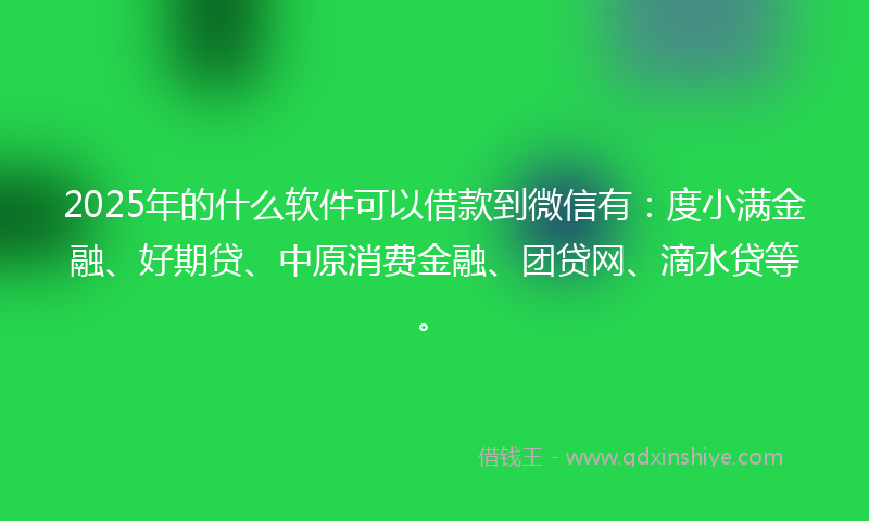 2025年的什么软件可以借款到微信有：度小满金融、好期贷、中原消费金融、团贷网、滴水贷等。