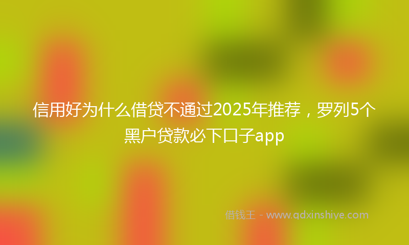 信用好为什么借贷不通过2025年推荐，罗列5个黑户贷款必下口子app