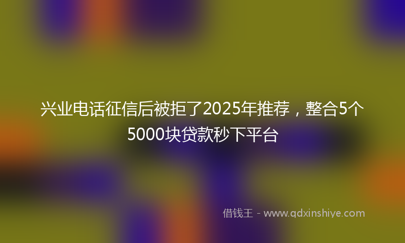 兴业电话征信后被拒了2025年推荐，整合5个5000块贷款秒下平台