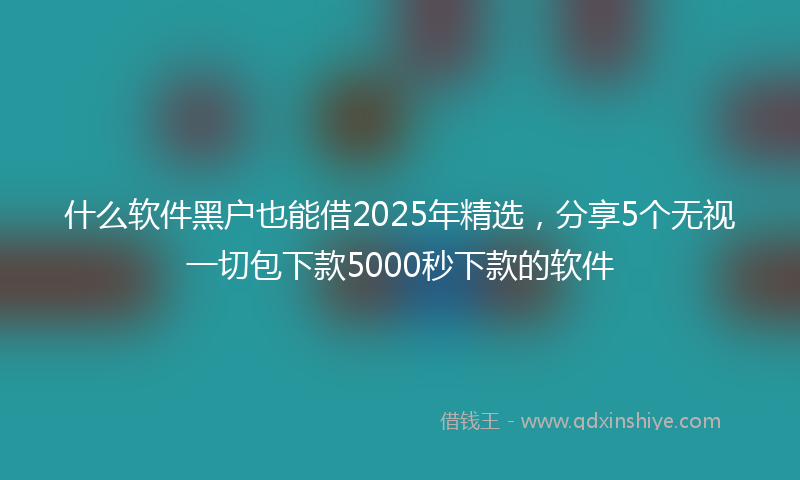 什么软件黑户也能借2025年精选，分享5个无视一切包下款5000秒下款的软件
