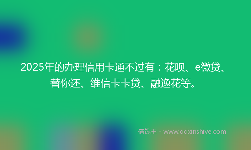 2025年的办理信用卡通不过有：花呗、e微贷、替你还、维信卡卡贷、融逸花等。