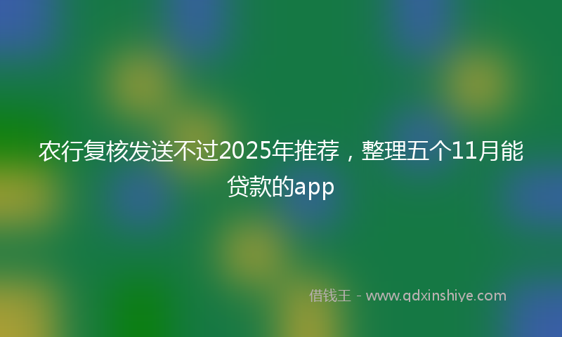 农行复核发送不过2025年推荐，整理五个11月能贷款的app